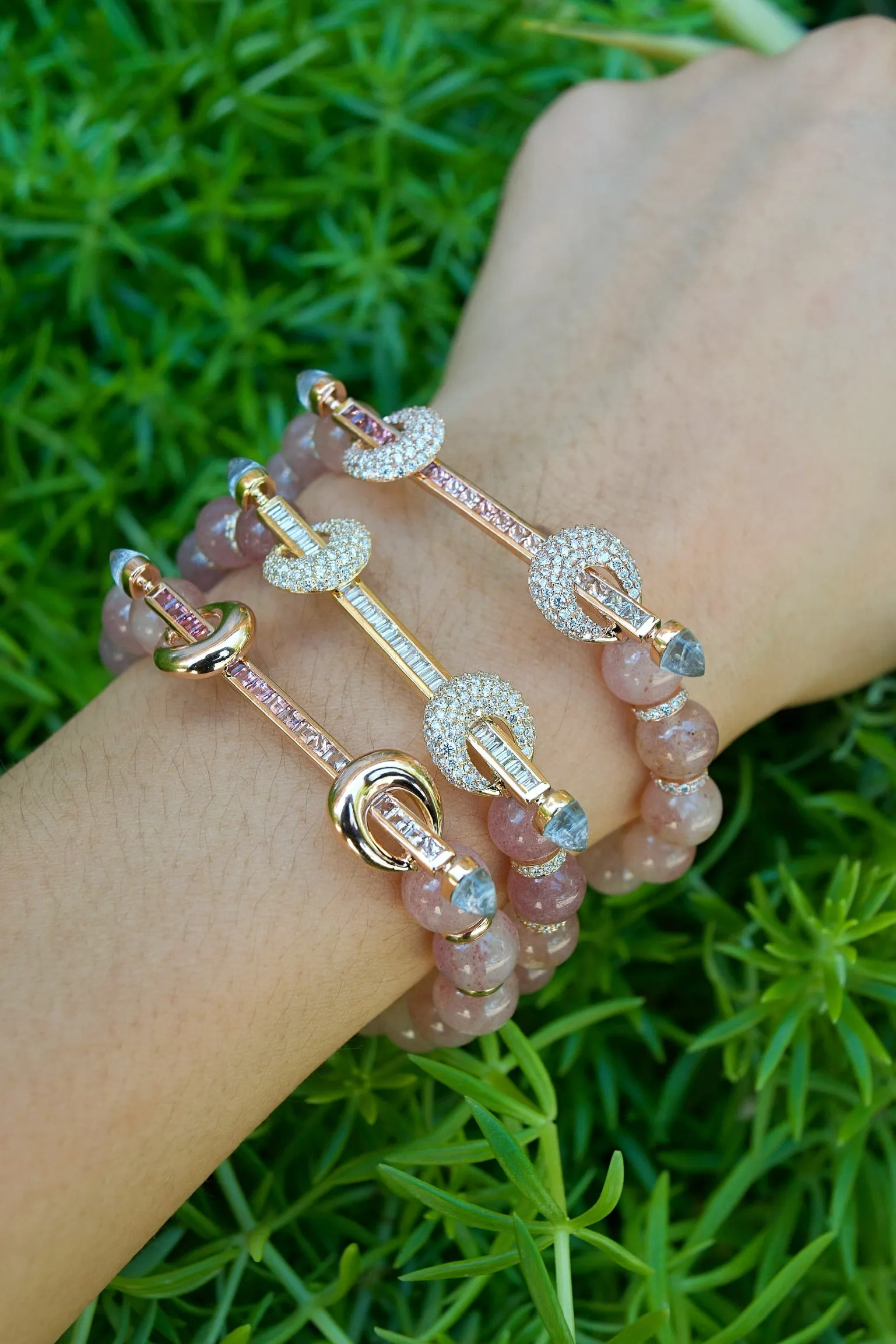 Strawberry Beryl & Peach Tourmaline Chakra Bracelet