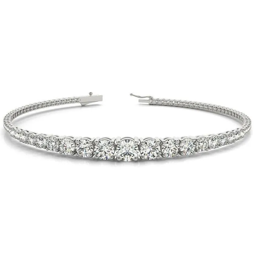 Stunning Tapered Moissanite or Diamond In-Line Bracelet