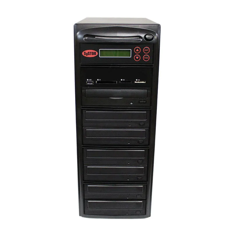 Systor Multi Media Center - Flash Memory Drive (USB/SD/CF/MS/MMC) to Disc Backup   1 to 6 SATA Blu-Ray Duplicator