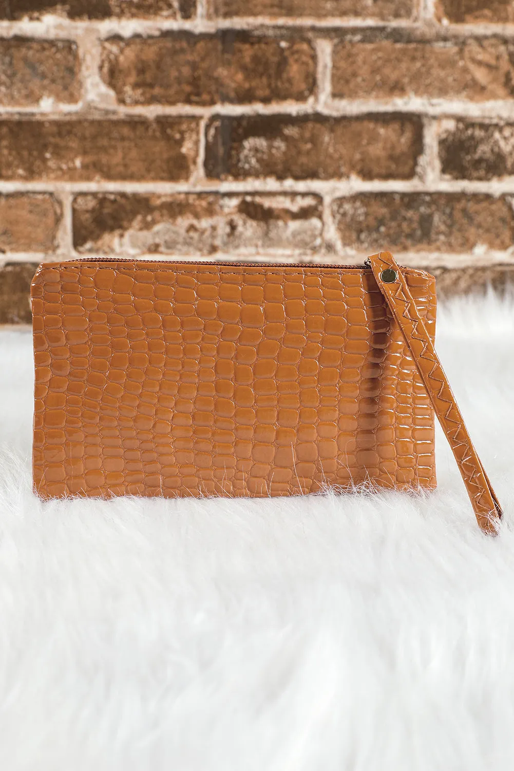 Thai Curry Crocodile Pattern Zipper Wristlet Wallet