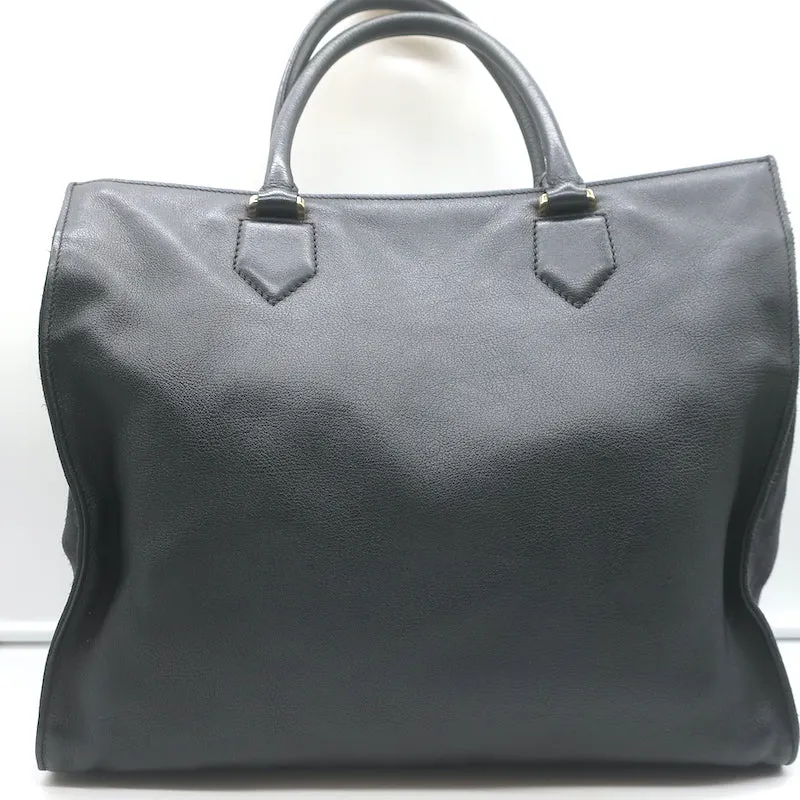 Thakoon Front-Pocket Tote Black Leather & Suede Large Shoulder Bag