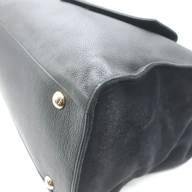 Thakoon Front-Pocket Tote Black Leather & Suede Large Shoulder Bag