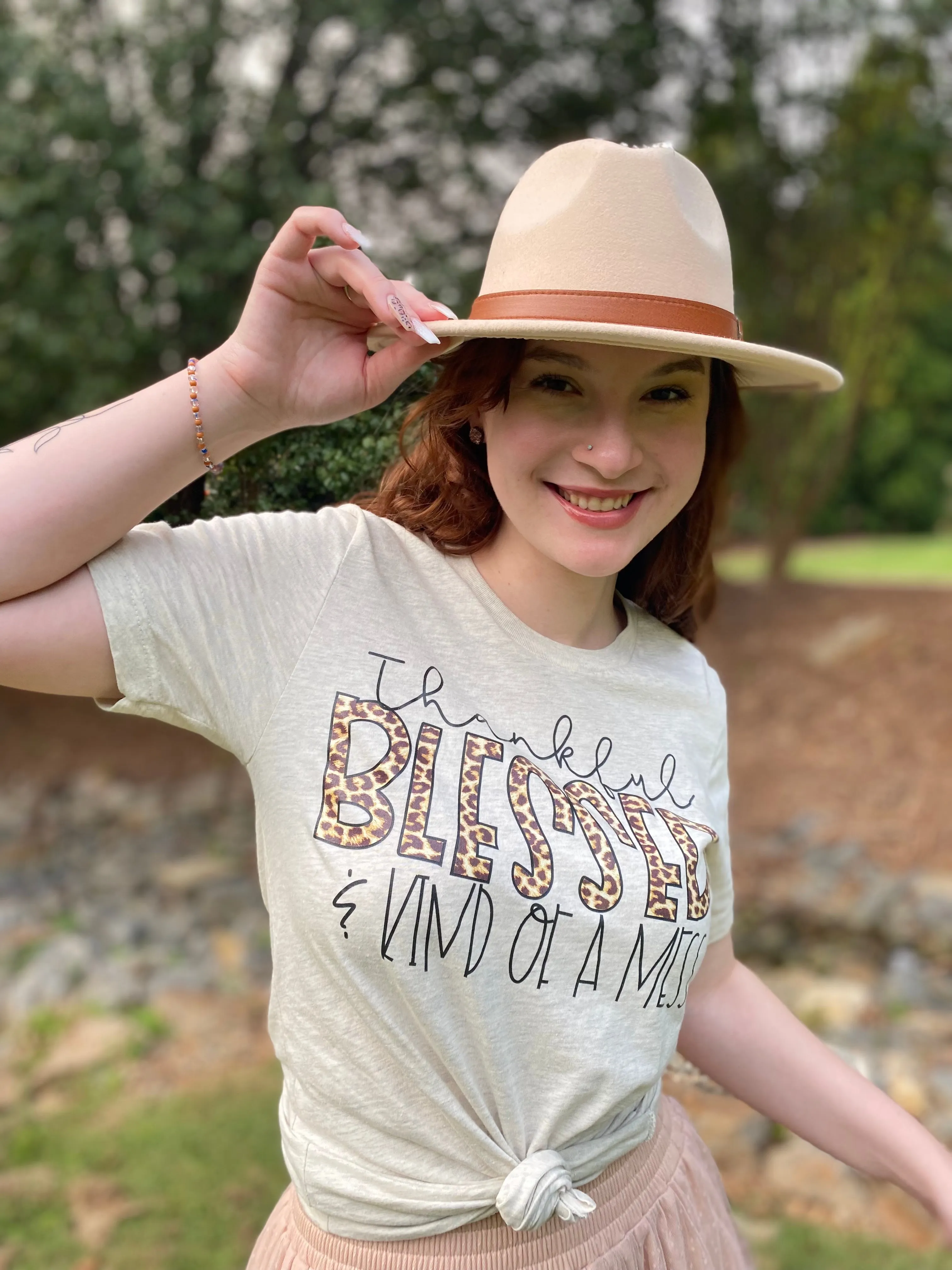 Thankful Blessed & kind of a Mess Tshirt