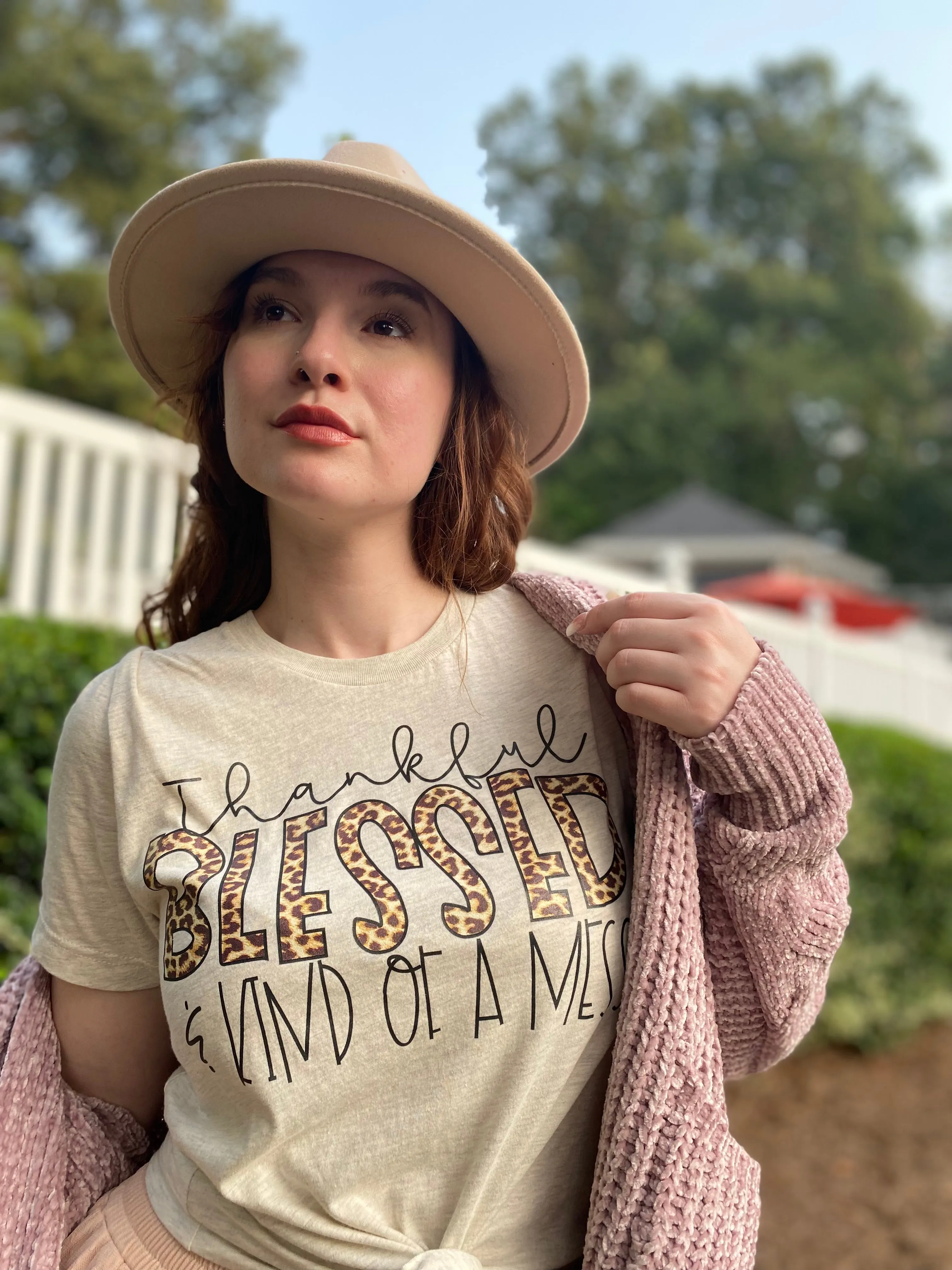 Thankful Blessed & kind of a Mess Tshirt