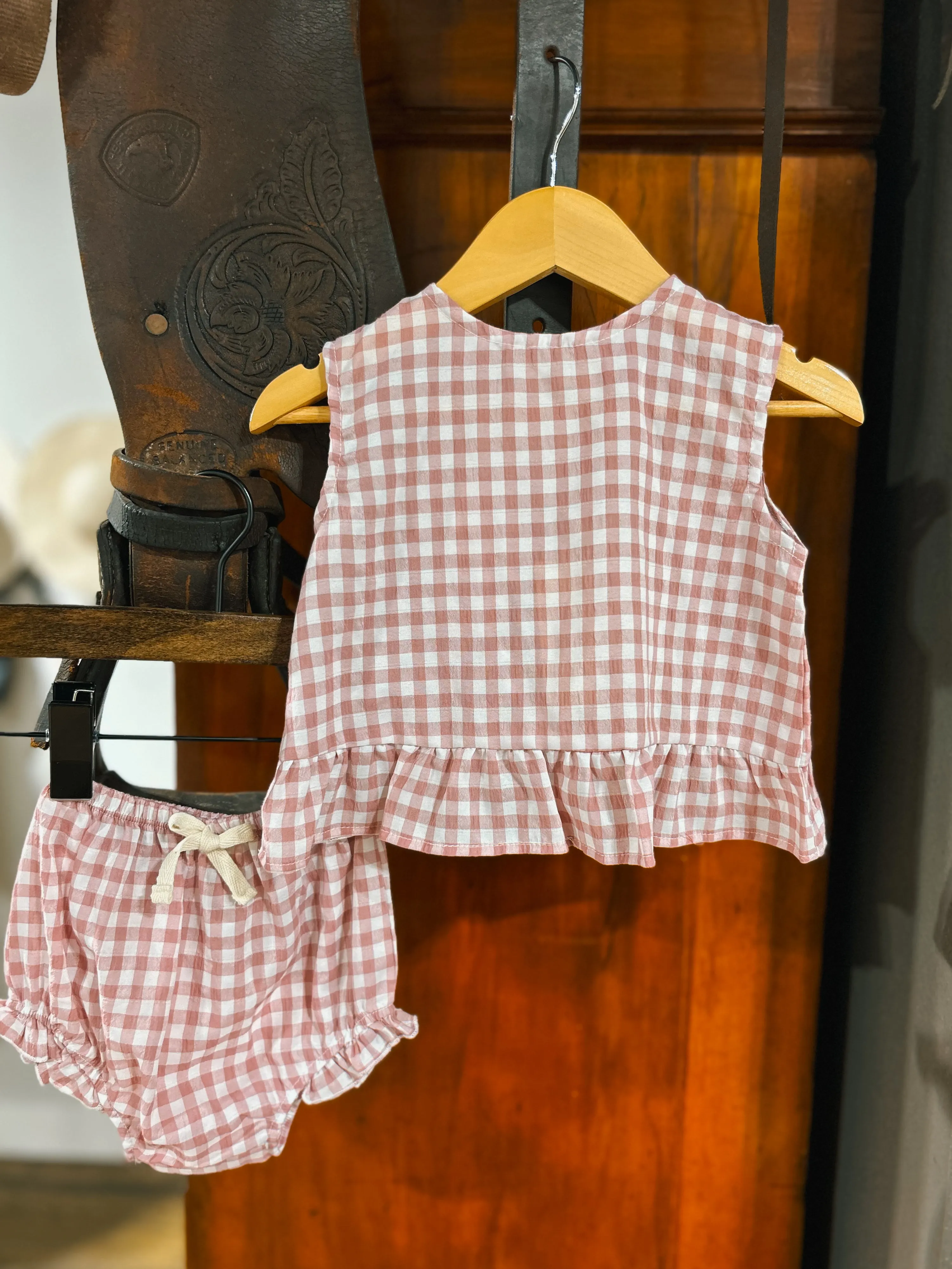 The Aria - Pink Plaid Top & Bloomer Set (9-12Mo)