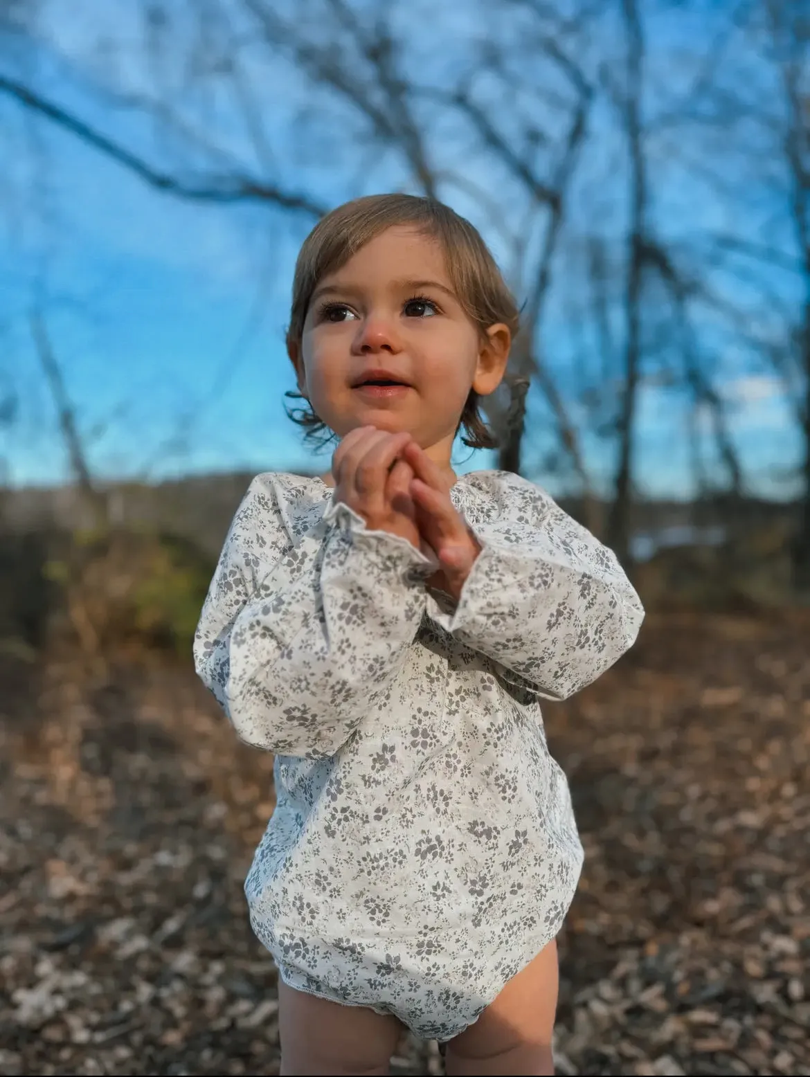 The Winter Floral Long Sleeve Bubble Romper (12-18Mo)