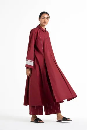 THREE   -   Emb. Broad Bottom Crimson Red
