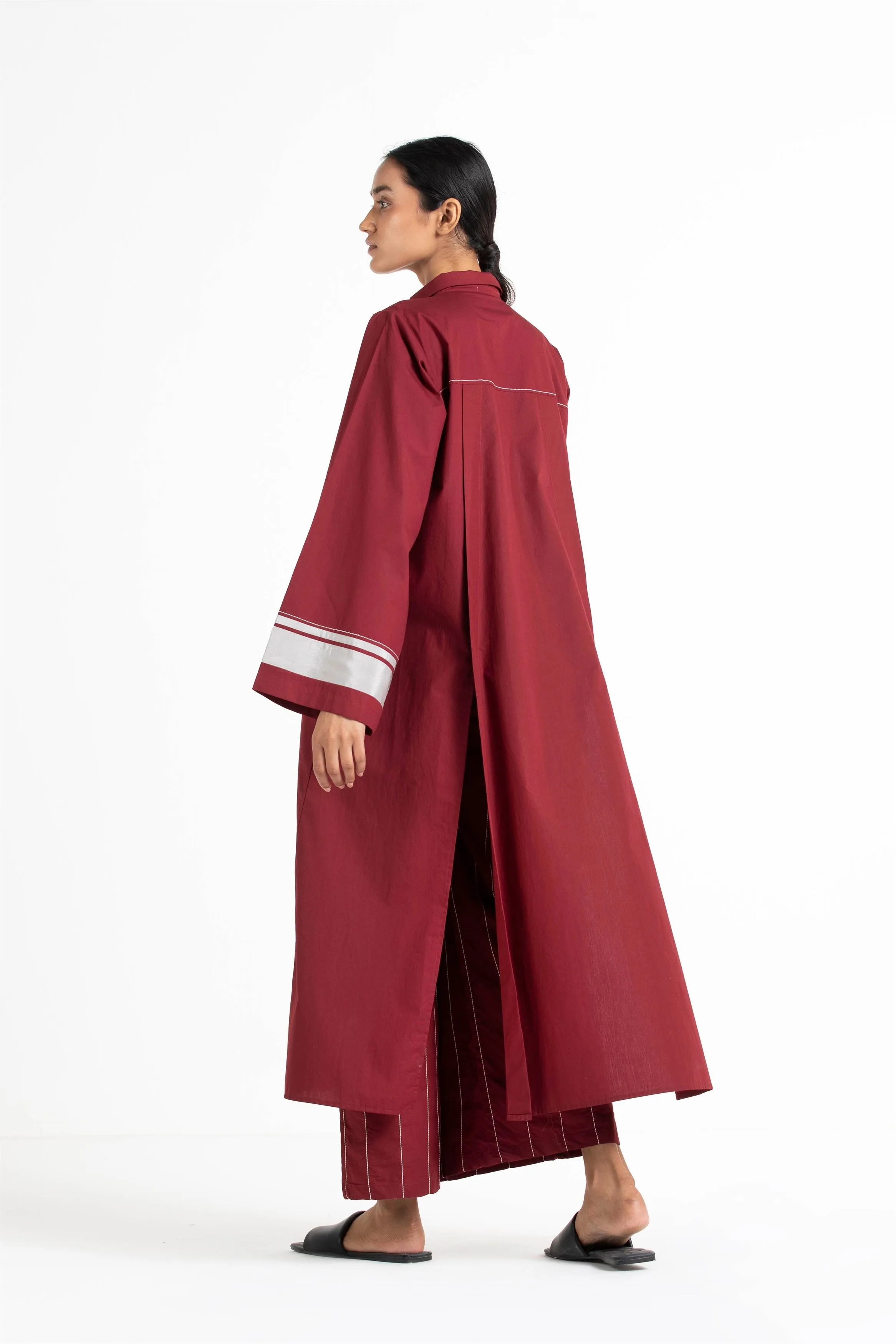 THREE   -   Emb. Broad Bottom Crimson Red