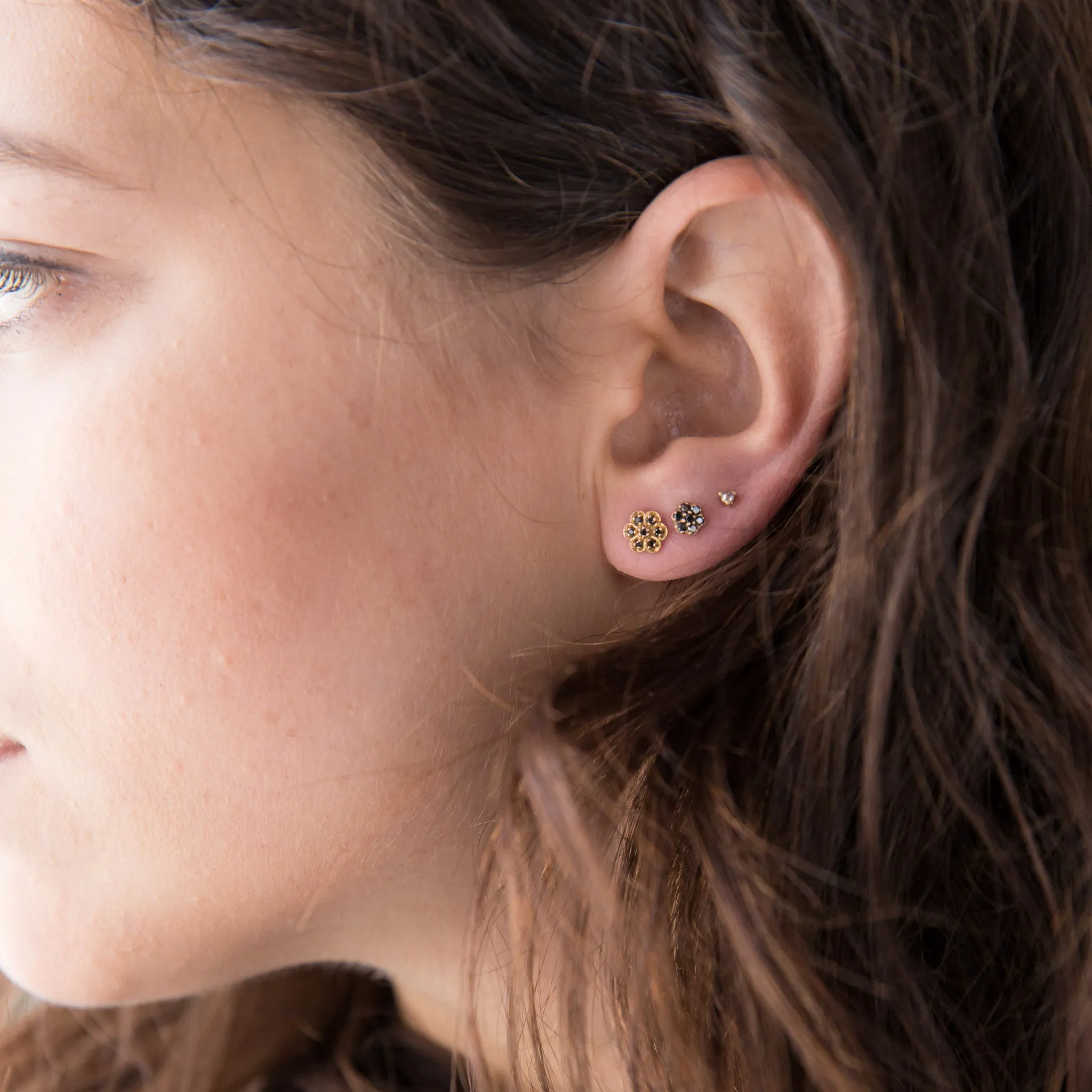tiny champagne diamond studs- pair