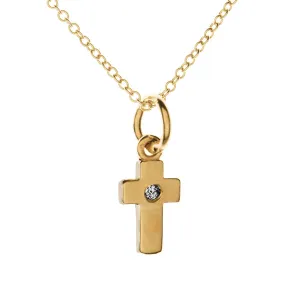 Tiny Faithful Cross Diamond Necklace