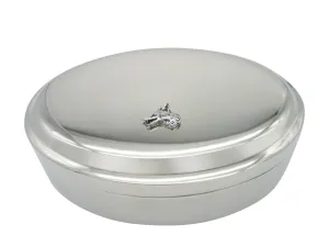 Tiny Fox Head Pendant Oval Trinket Jewelry Box