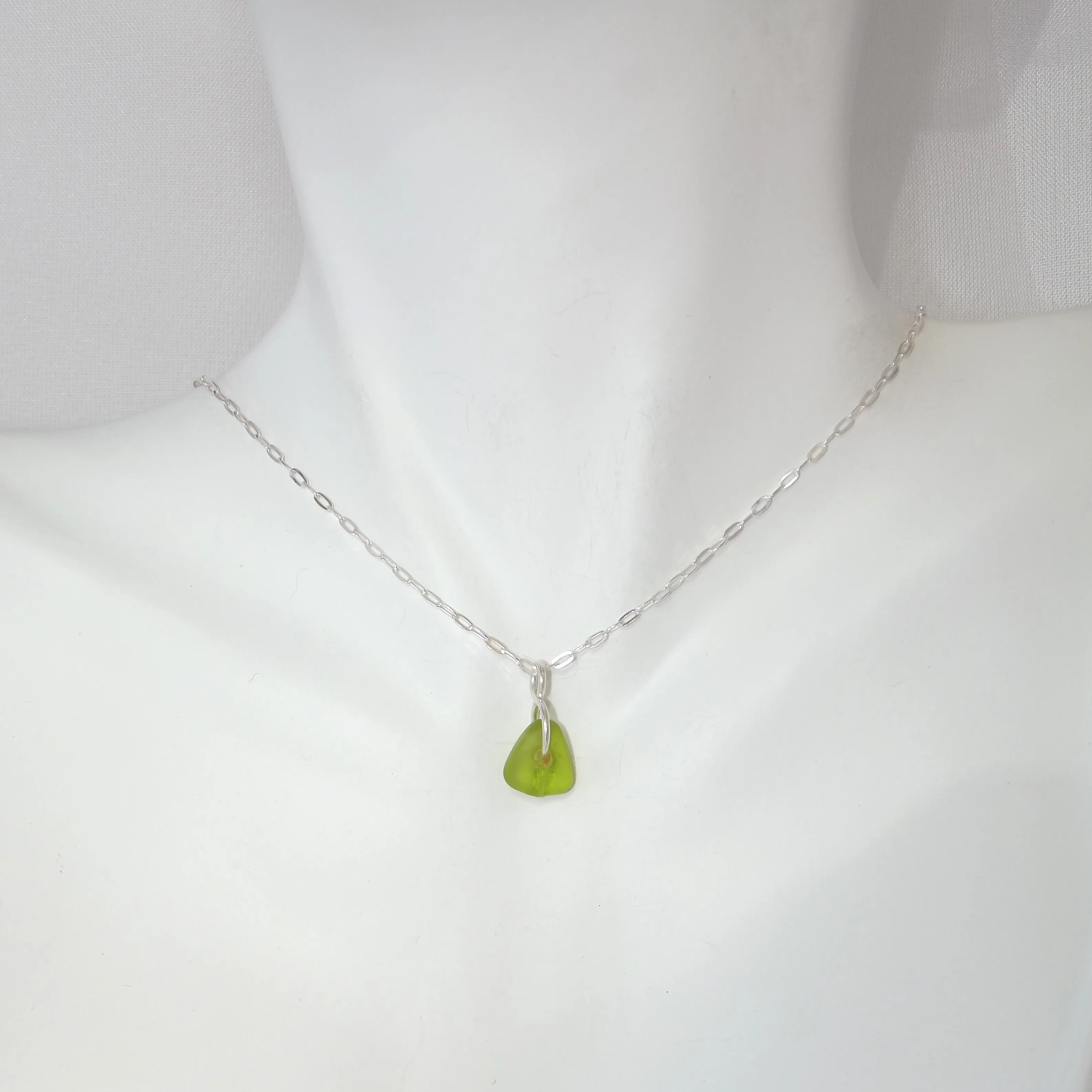 Tiny Olive Seaglass Necklace