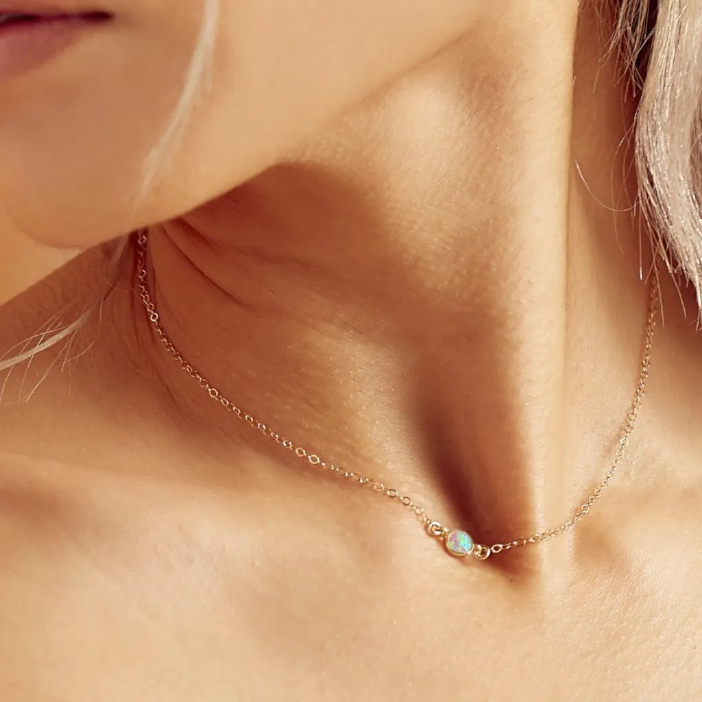 Tiny Round Opal Choker