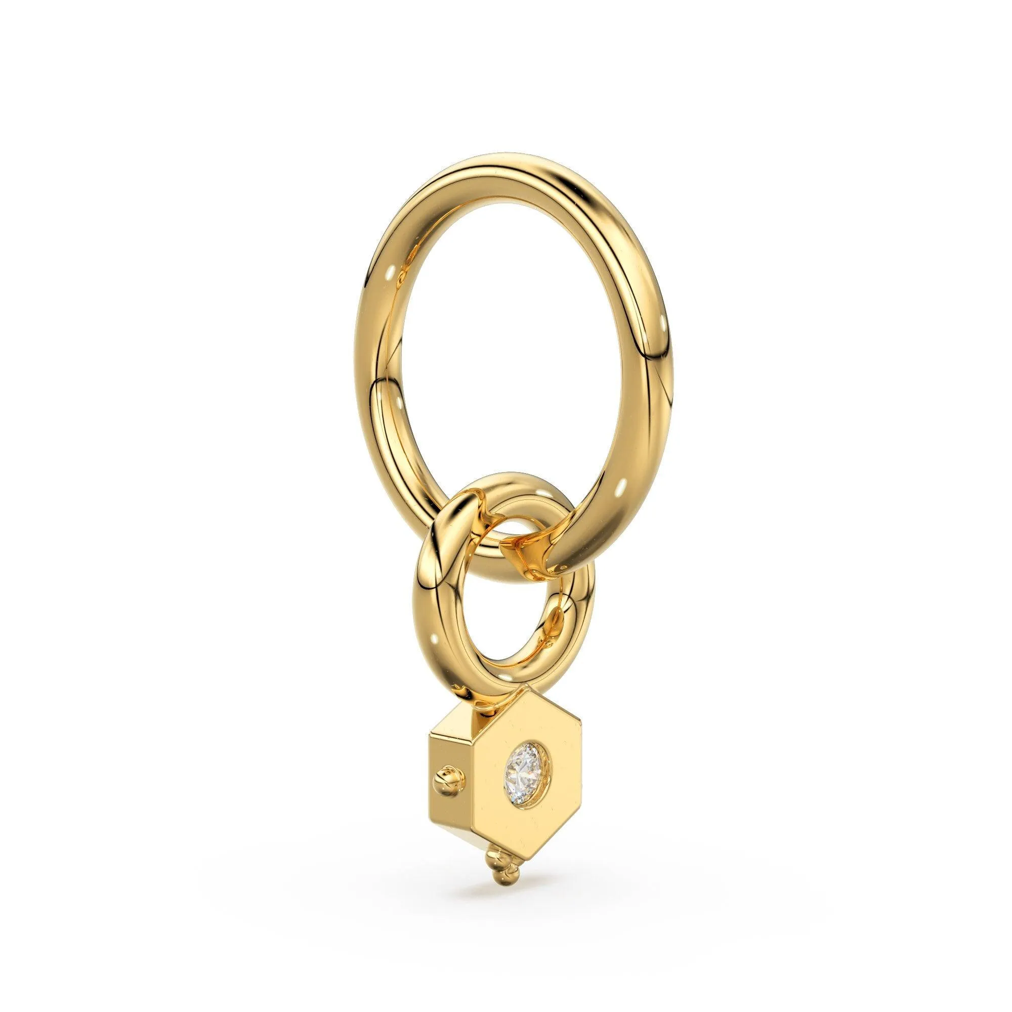 Tiny Single Diamond Square Charm Pendant / 14k 18k Solid Gold Pendant / Diamond Charm / Petite Charm / Sale