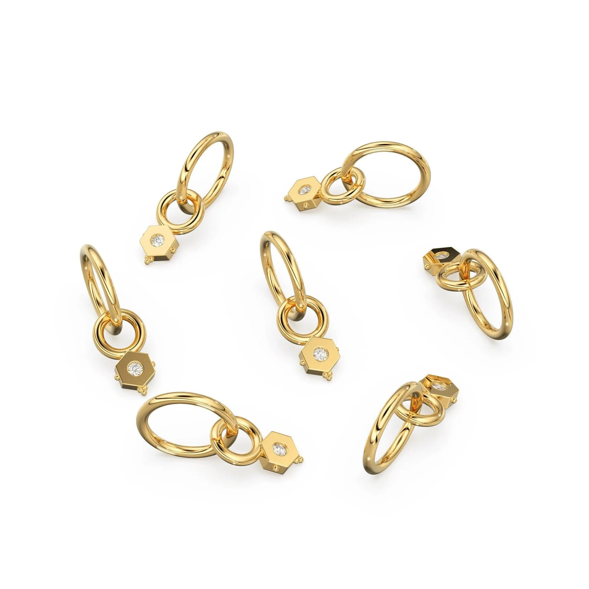 Tiny Single Diamond Square Charm Pendant / 14k 18k Solid Gold Pendant / Diamond Charm / Petite Charm / Sale