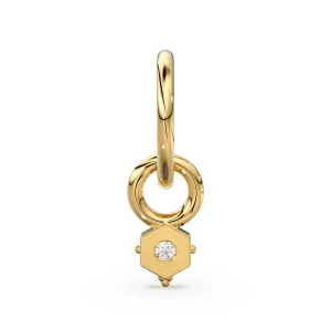 Tiny Single Diamond Square Charm Pendant / 14k 18k Solid Gold Pendant / Diamond Charm / Petite Charm / Sale