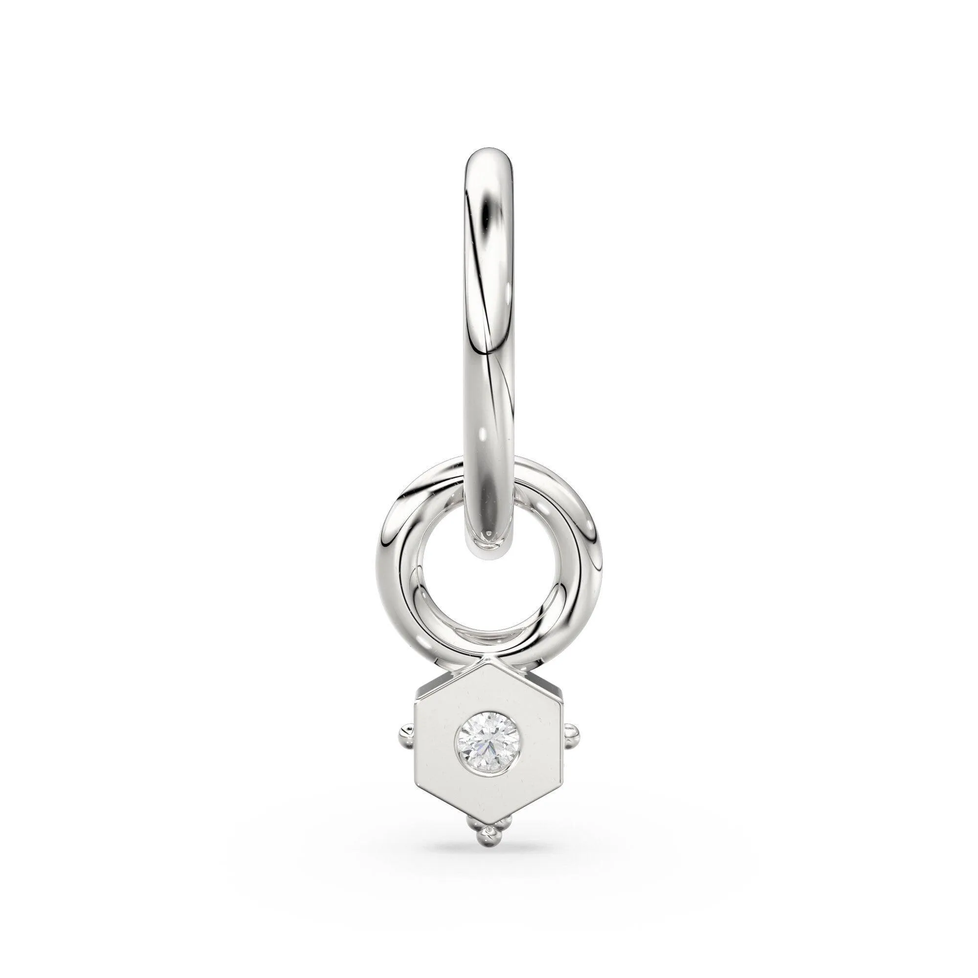 Tiny Single Diamond Square Charm Pendant / 14k 18k Solid Gold Pendant / Diamond Charm / Petite Charm / Sale