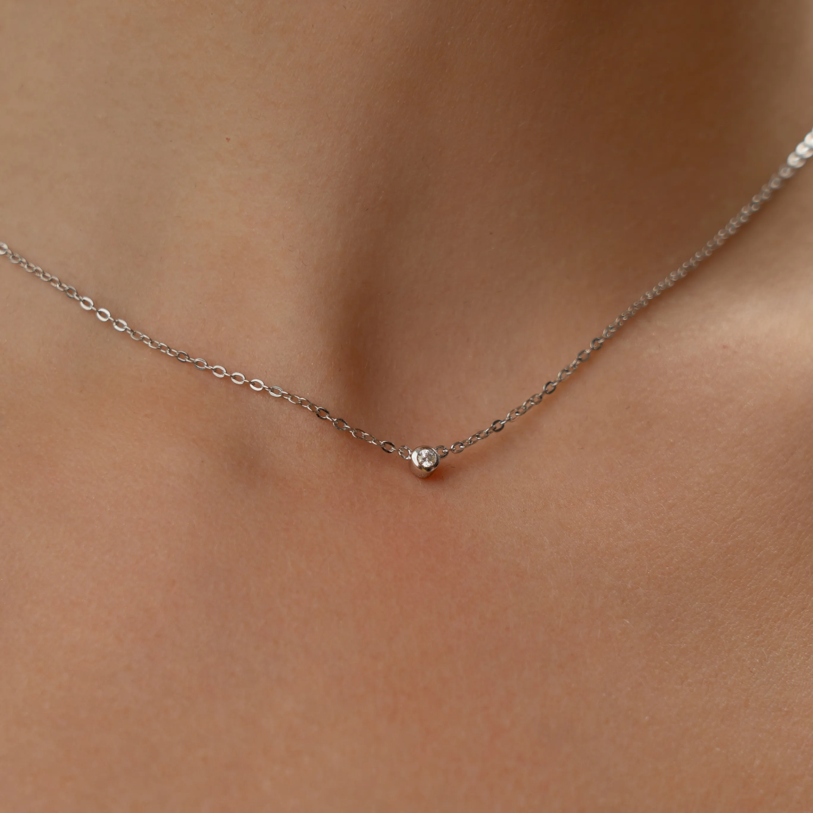 TINY SINGLE STONE NECKLACE