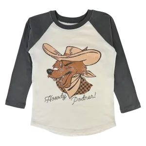 Tiny Whales Howdy Podner Natural / Faded Black L/S Raglan