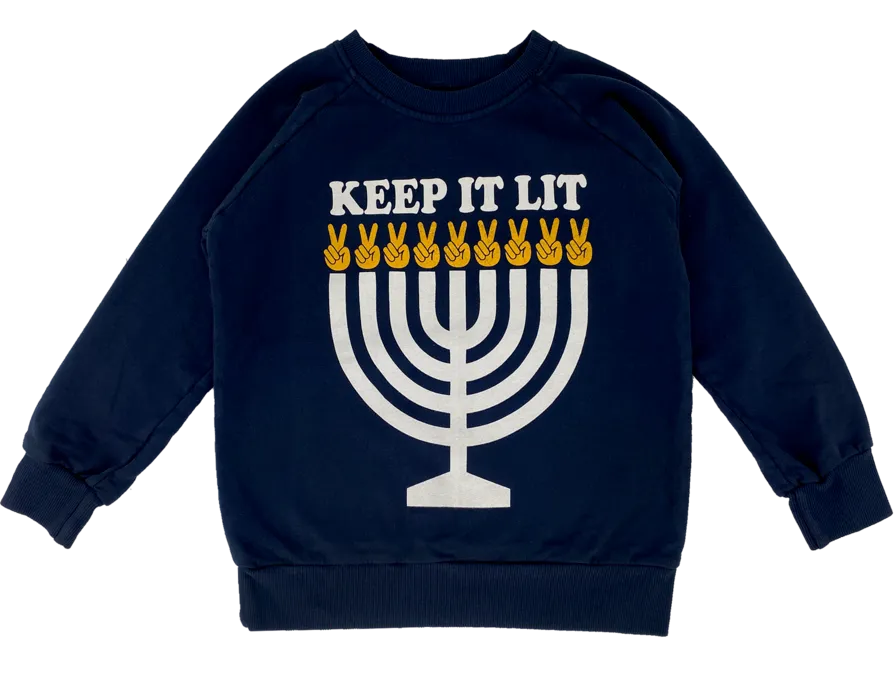 Tiny Whales Keep It Lit Navy Sweatshirt