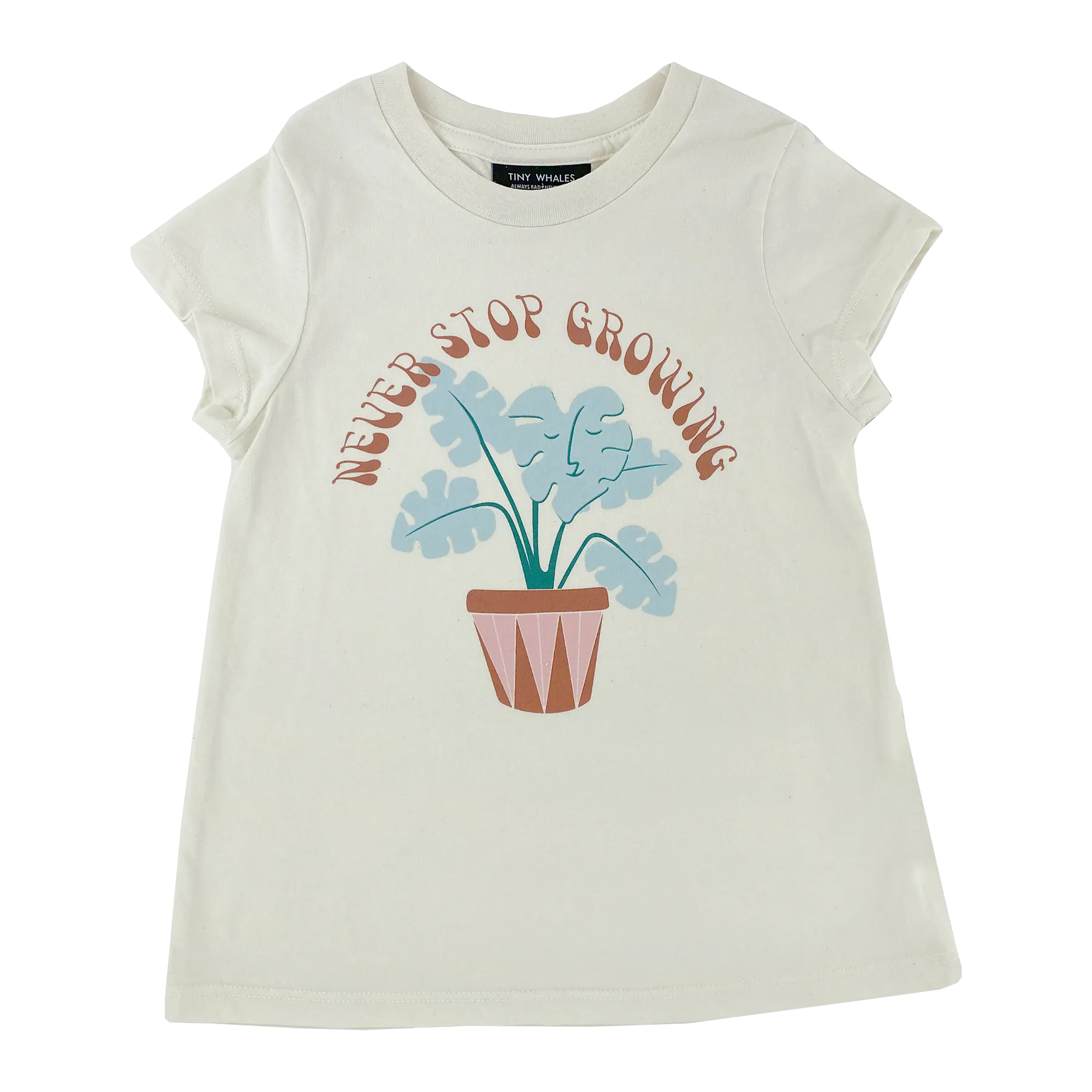 Tiny Whales Never Stop Growing Natural Girls Crew S/S Tee