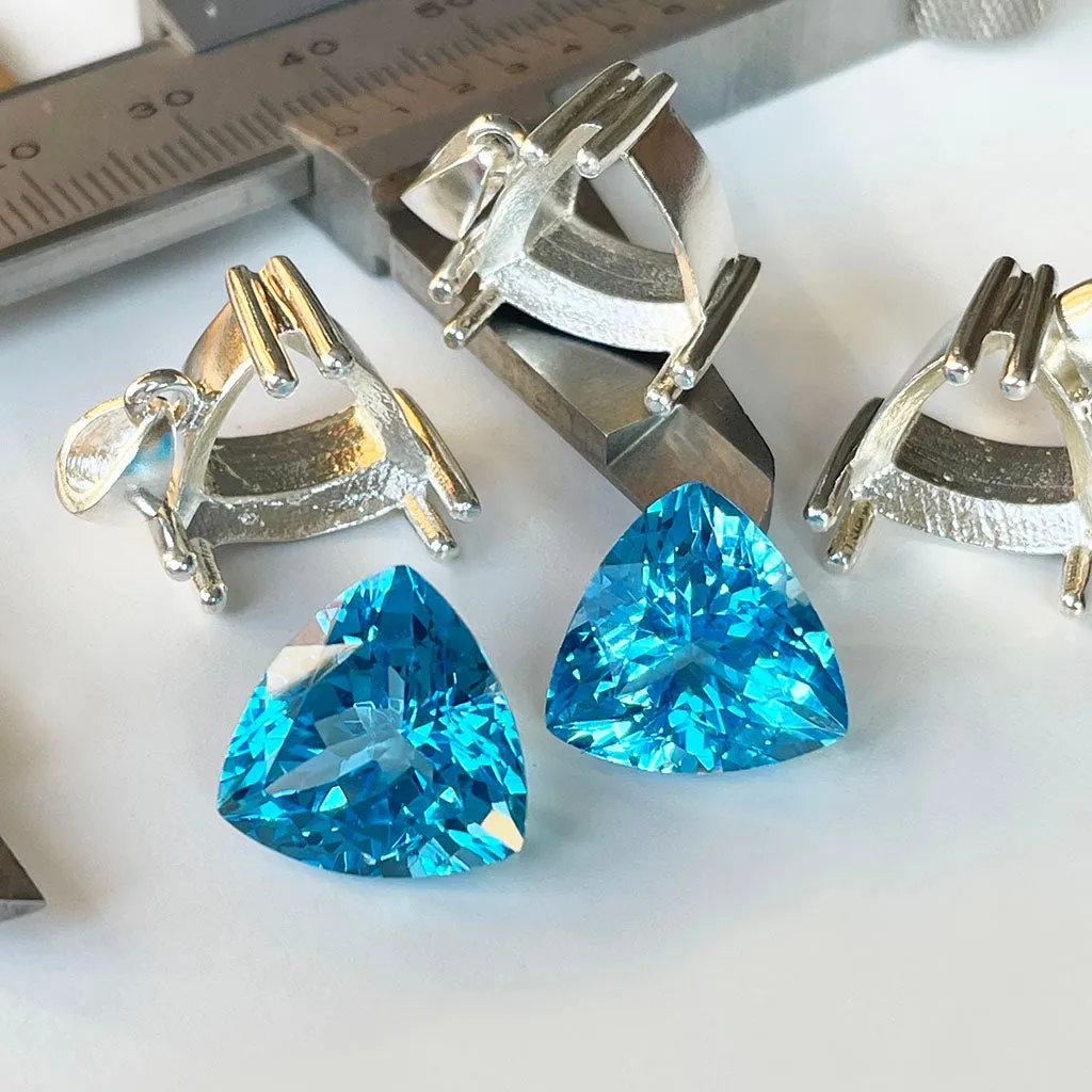 Topaz - Blue Trilliant Cut Pair - 21.69ct