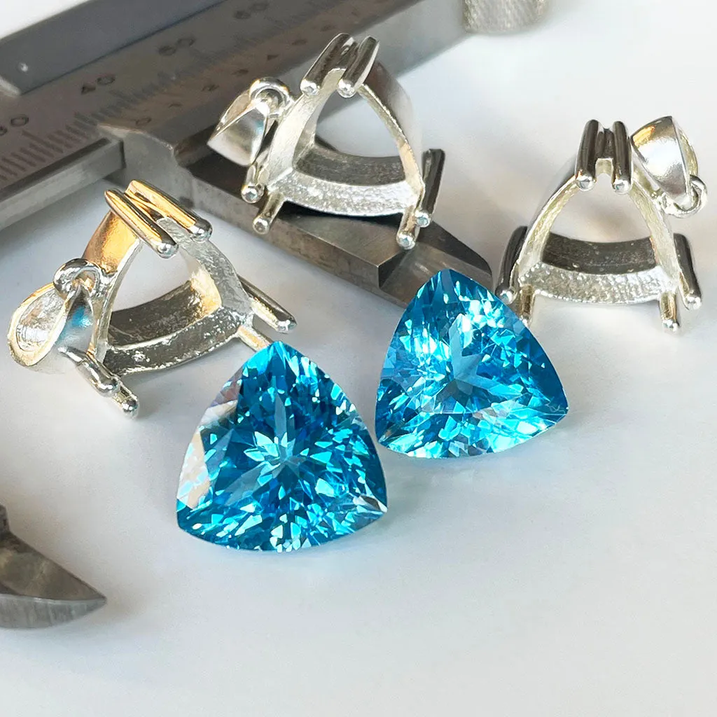 Topaz - Blue Trilliant Cut Pair - 21.69ct