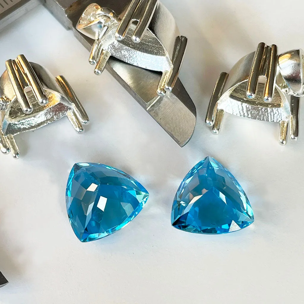 Topaz - Blue Trilliant Cut Pair - 21.69ct