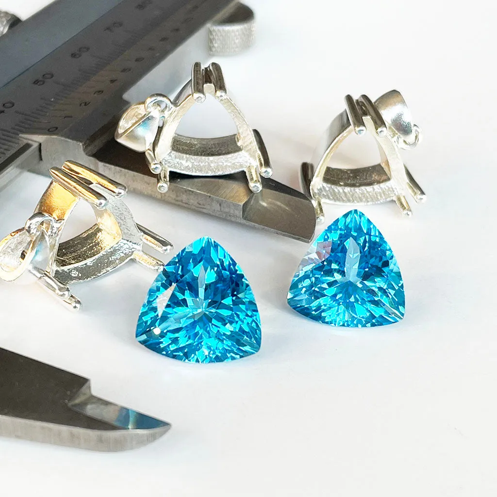 Topaz - Blue Trilliant Cut Pair - 21.69ct