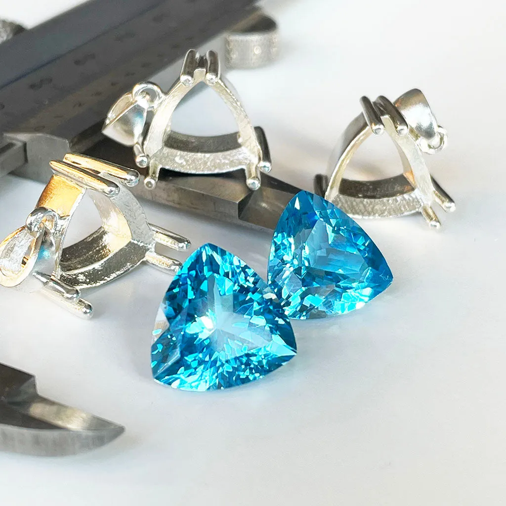 Topaz - Blue Trilliant Cut Pair - 21.69ct
