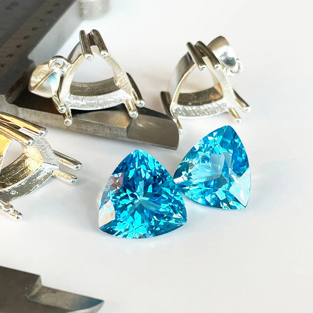 Topaz - Blue Trilliant Cut Pair - 21.69ct