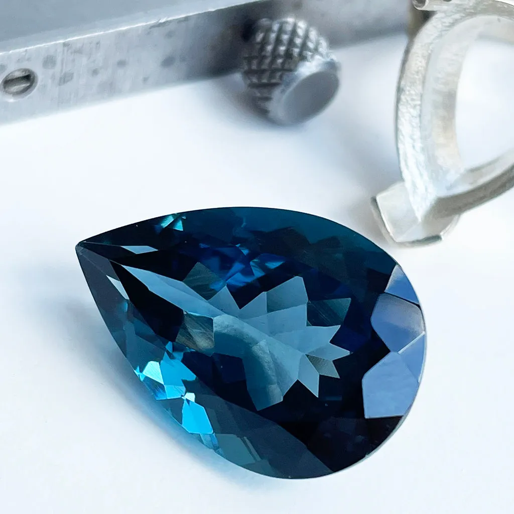 Topaz - London Blue Pear Cut - 26.35ct