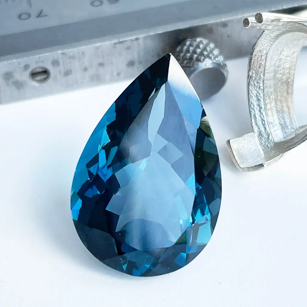 Topaz - London Blue Pear Cut - 26.35ct