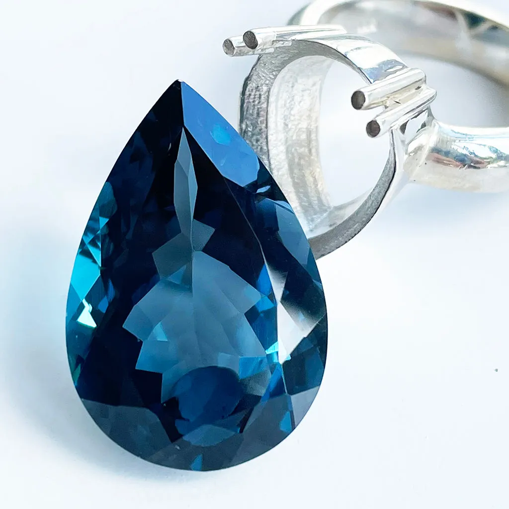 Topaz - London Blue Pear Cut - 26.35ct