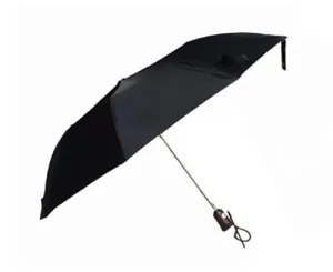 Totes Fashion Auto Open Umbrella 42 Arc - Black with Wood Handle