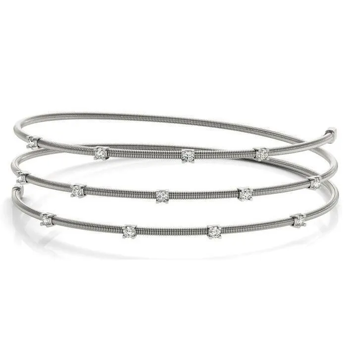 Trifecta Wire Moissanite or Diamond Bangle