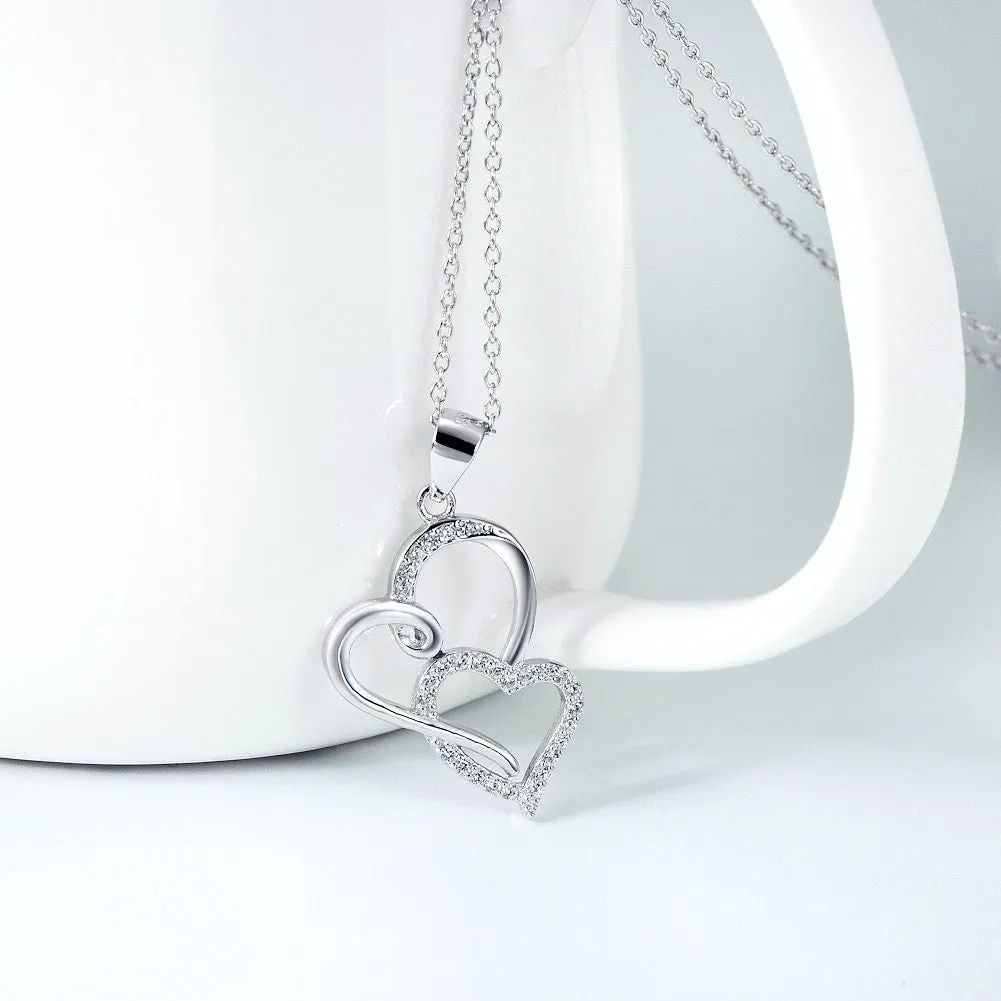 Two Hearts Together Pendant Necklace