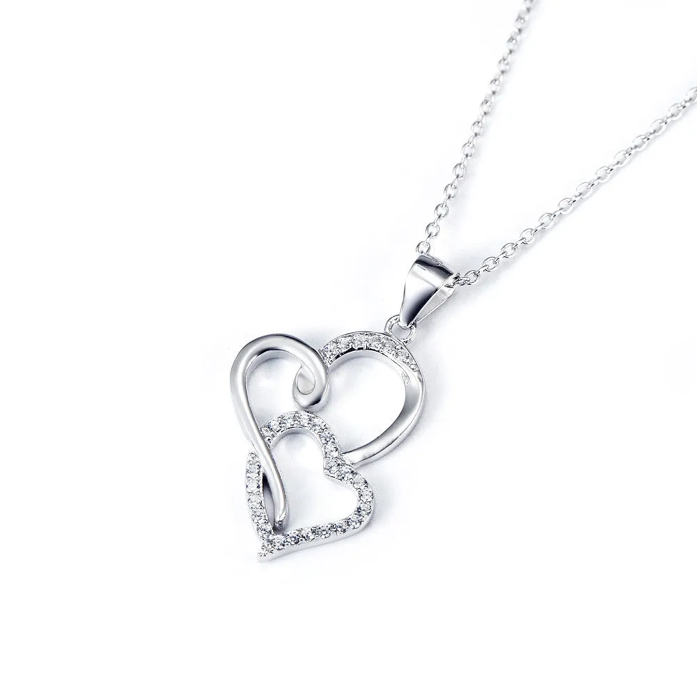 Two Hearts Together Pendant Necklace