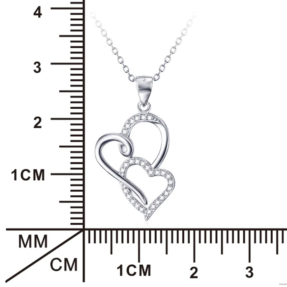 Two Hearts Together Pendant Necklace