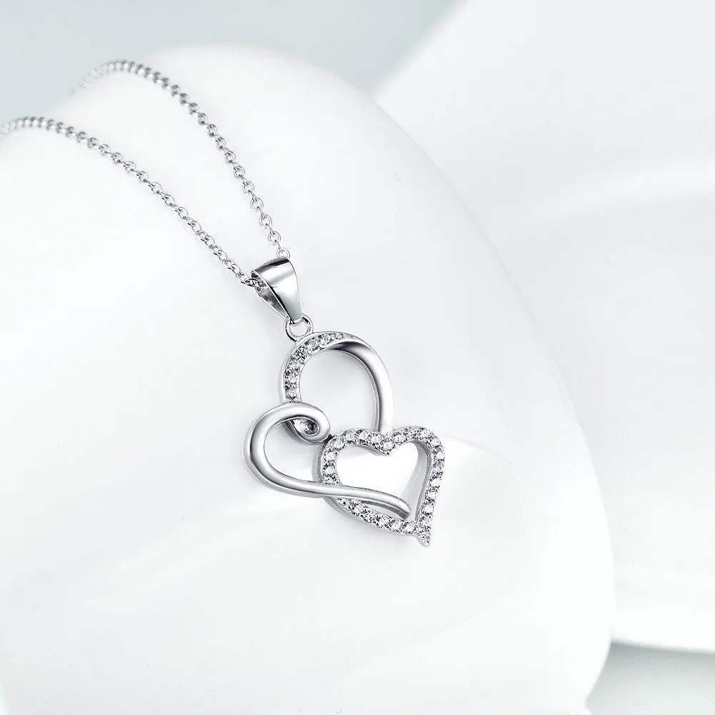 Two Hearts Together Pendant Necklace