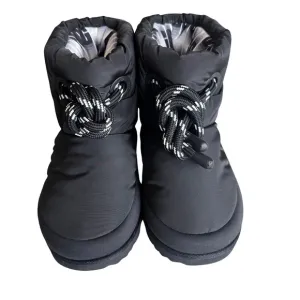 UGG Kids Classic Maxi Short Boot Black Nylon Puff Bootie Little Kid Size 2