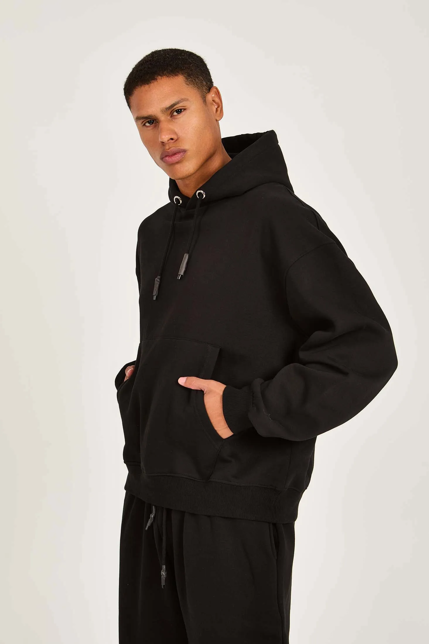 Unisex Sweat Shirt  Loose Fit Solid Hoodie Black