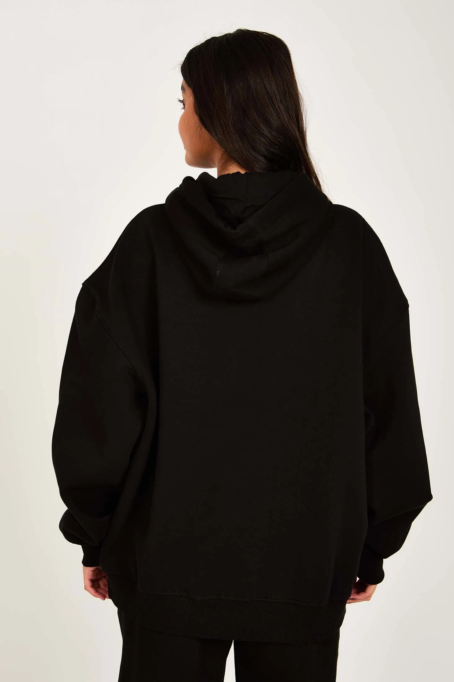 Unisex Sweat Shirt  Loose Fit Solid Hoodie Black