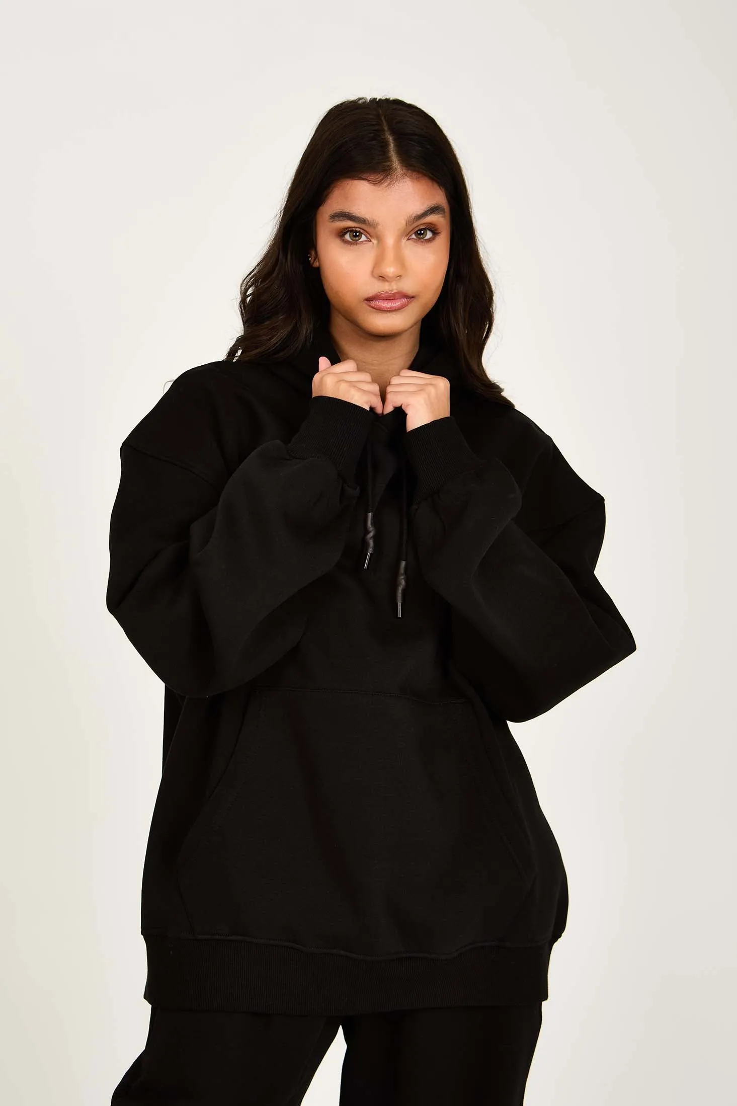 Unisex Sweat Shirt  Loose Fit Solid Hoodie Black