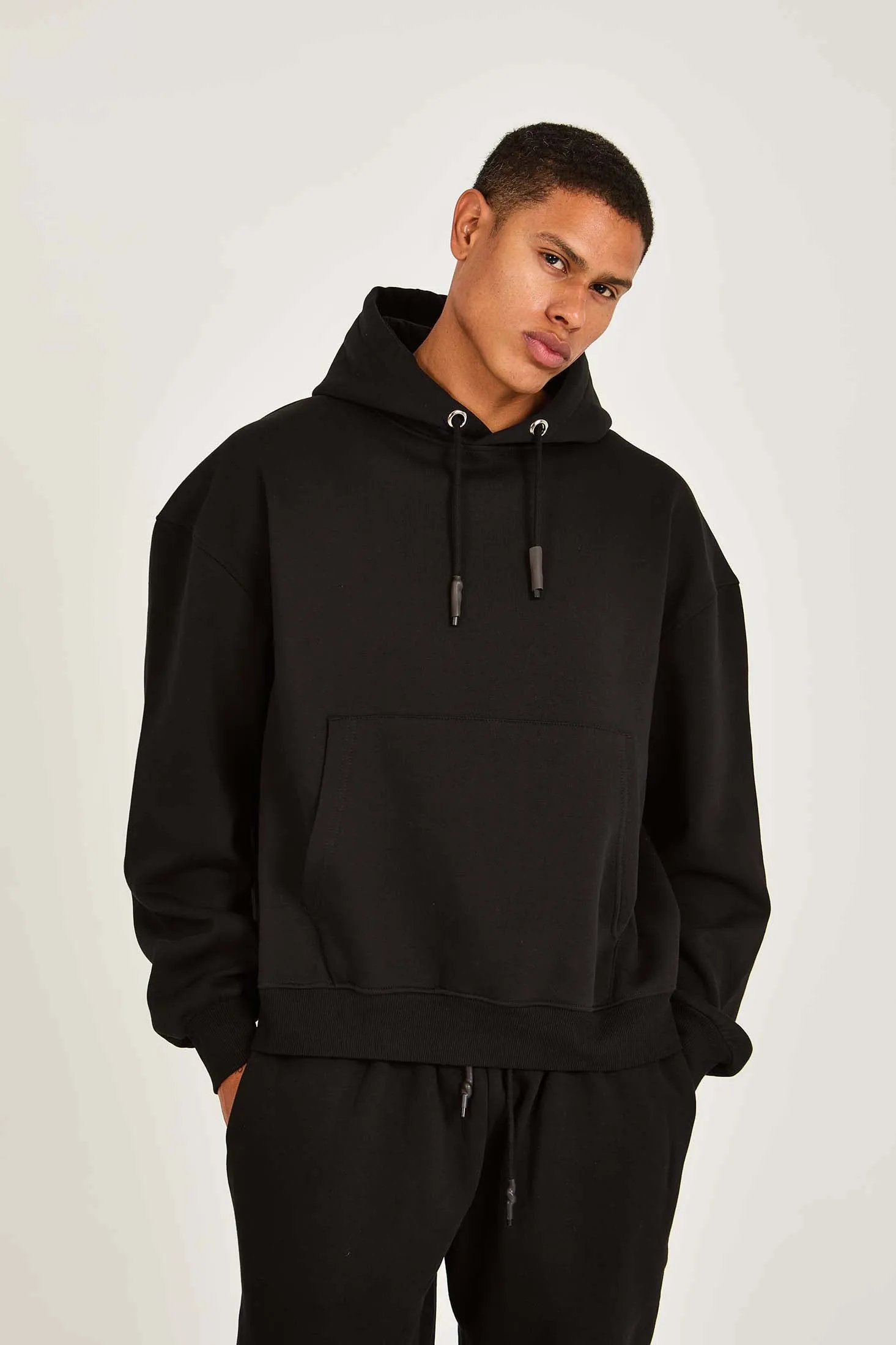 Unisex Sweat Shirt  Loose Fit Solid Hoodie Black