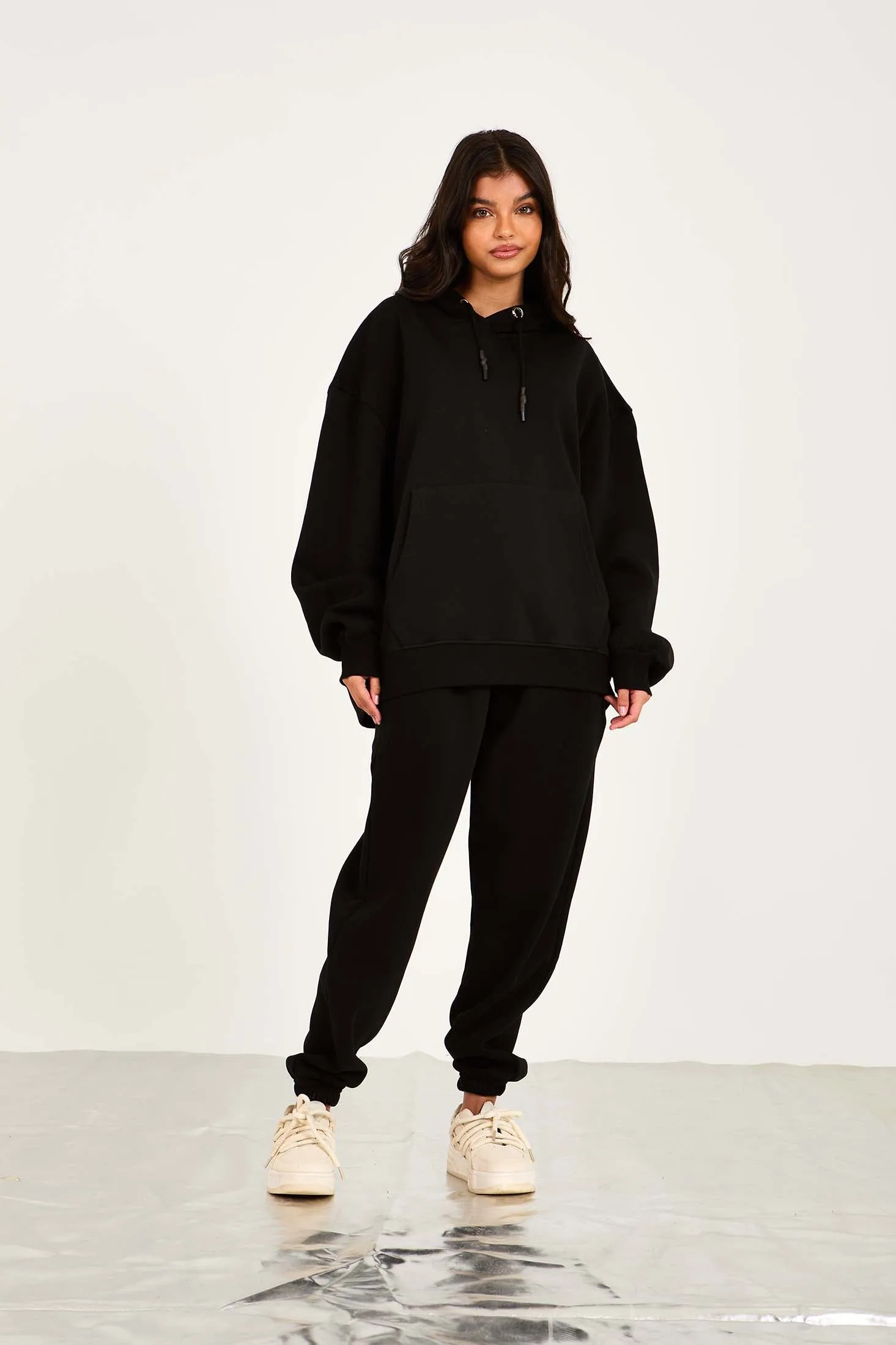Unisex Sweat Shirt  Loose Fit Solid Hoodie Black