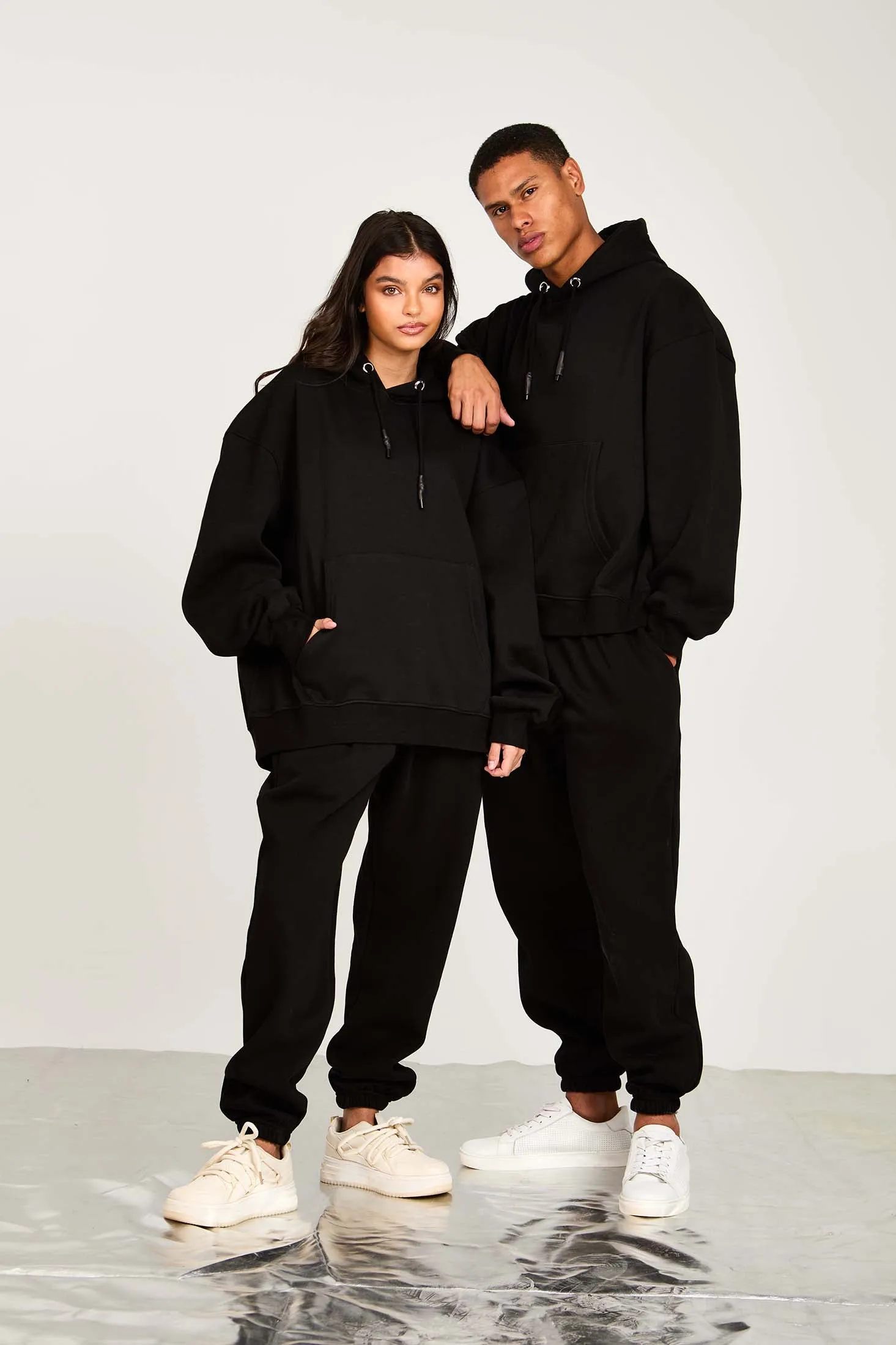Unisex Sweat Shirt  Loose Fit Solid Hoodie Black