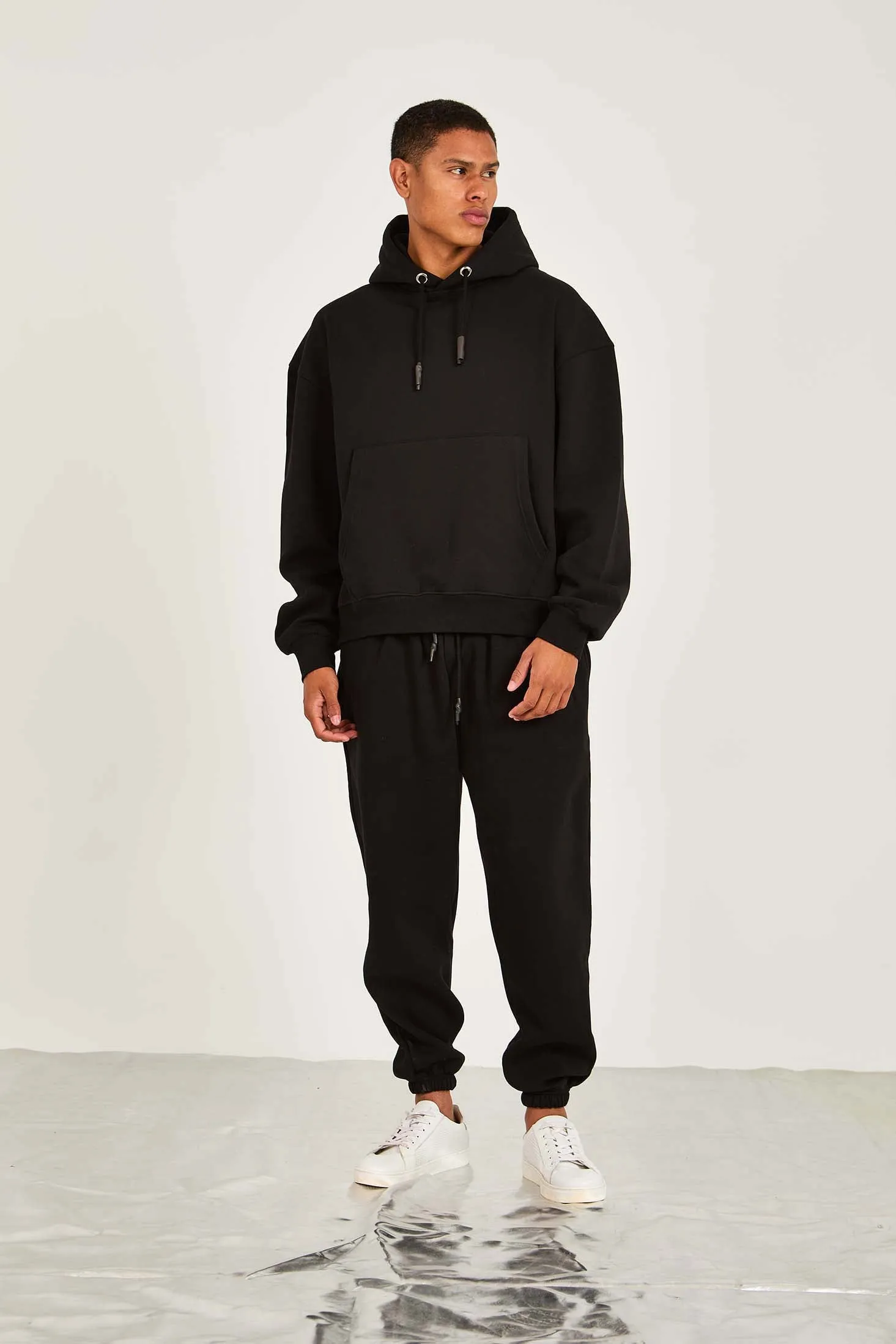 Unisex Sweat Shirt  Loose Fit Solid Hoodie Black