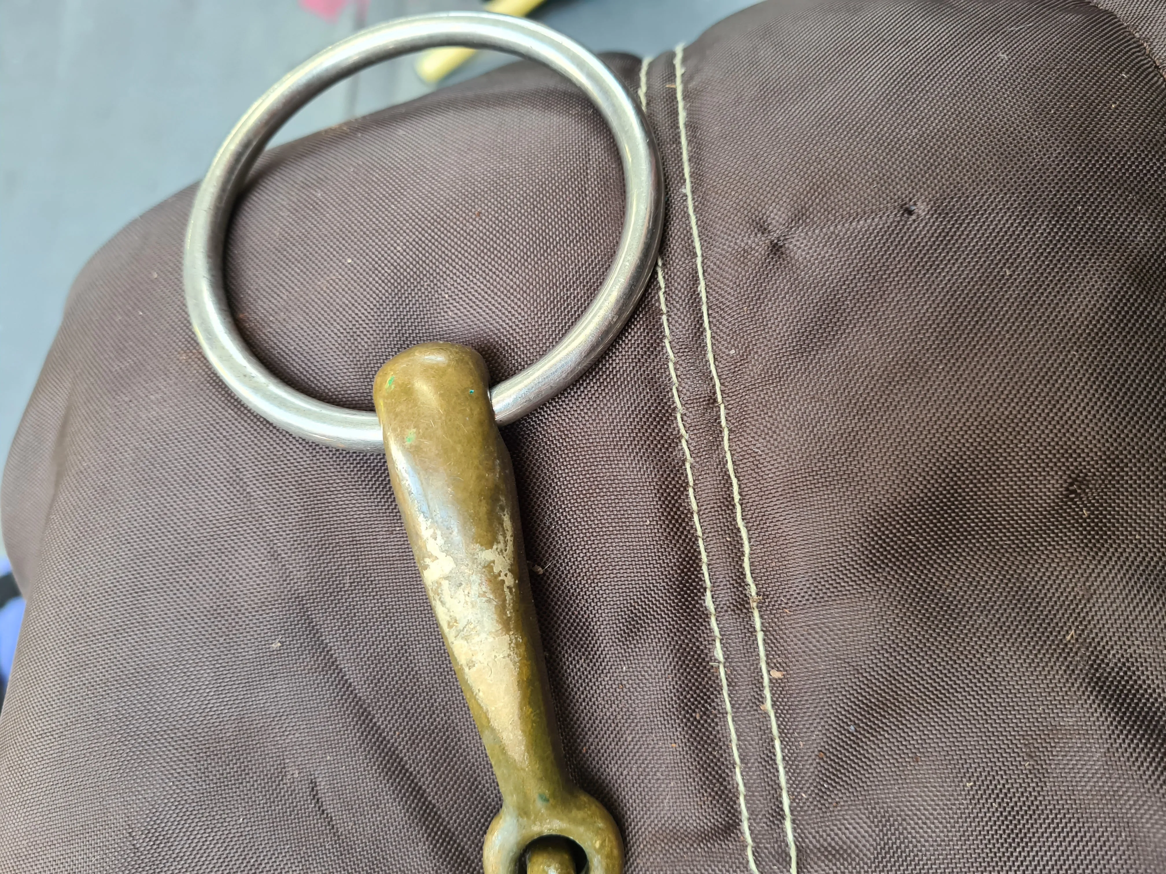 Used 5-1/2" brass loose ring snaffle bit FREE POSTAGE☆