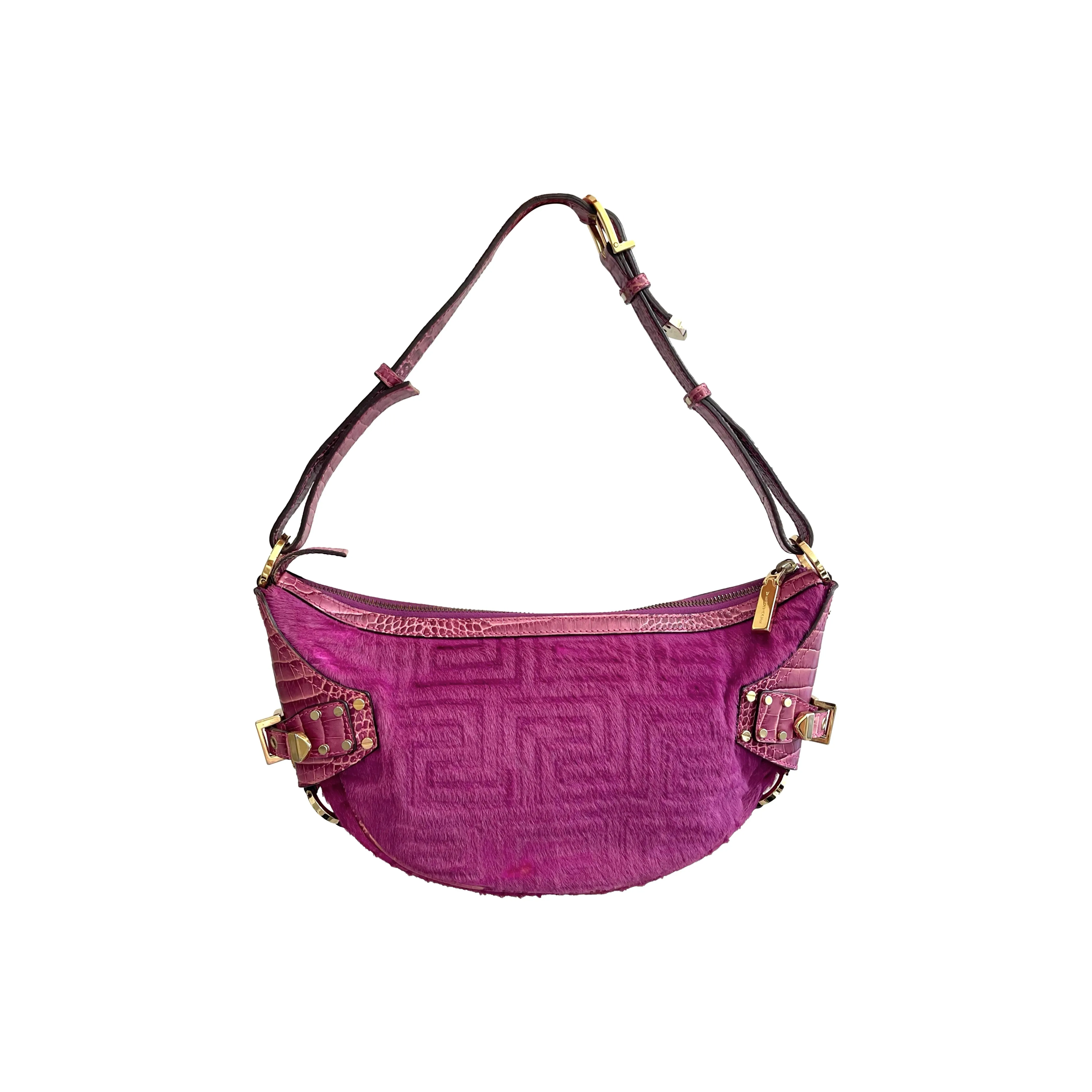 Versace Pink Calf Hair Shoulder Bag
